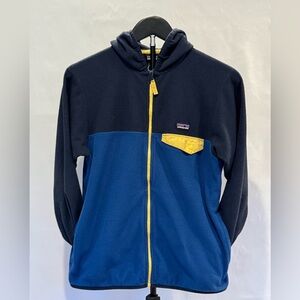 Patagonia Kids D Snap Fleece Jacket. Blue with Yellow Details. Youth SZ XL/14.